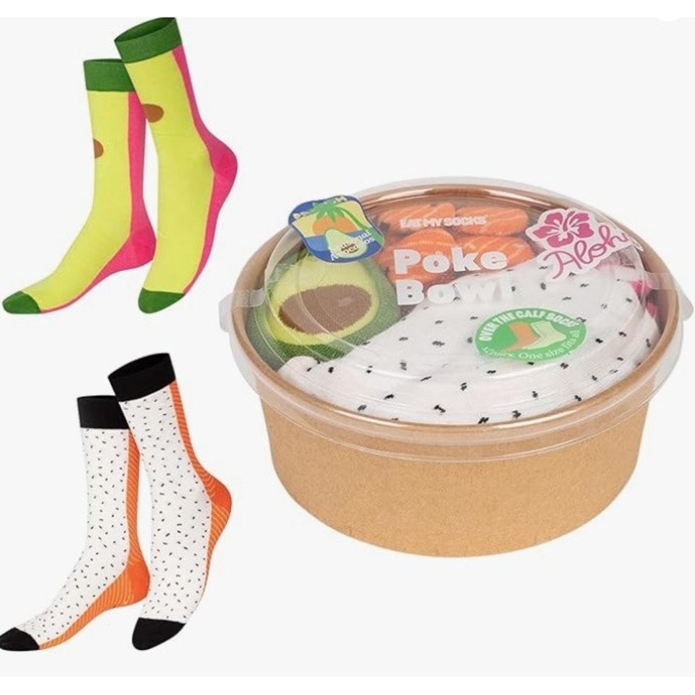New Eat My Socks Poke Bowl‎ Socks Set Aloha One Size Over The Calf 2 Pairs